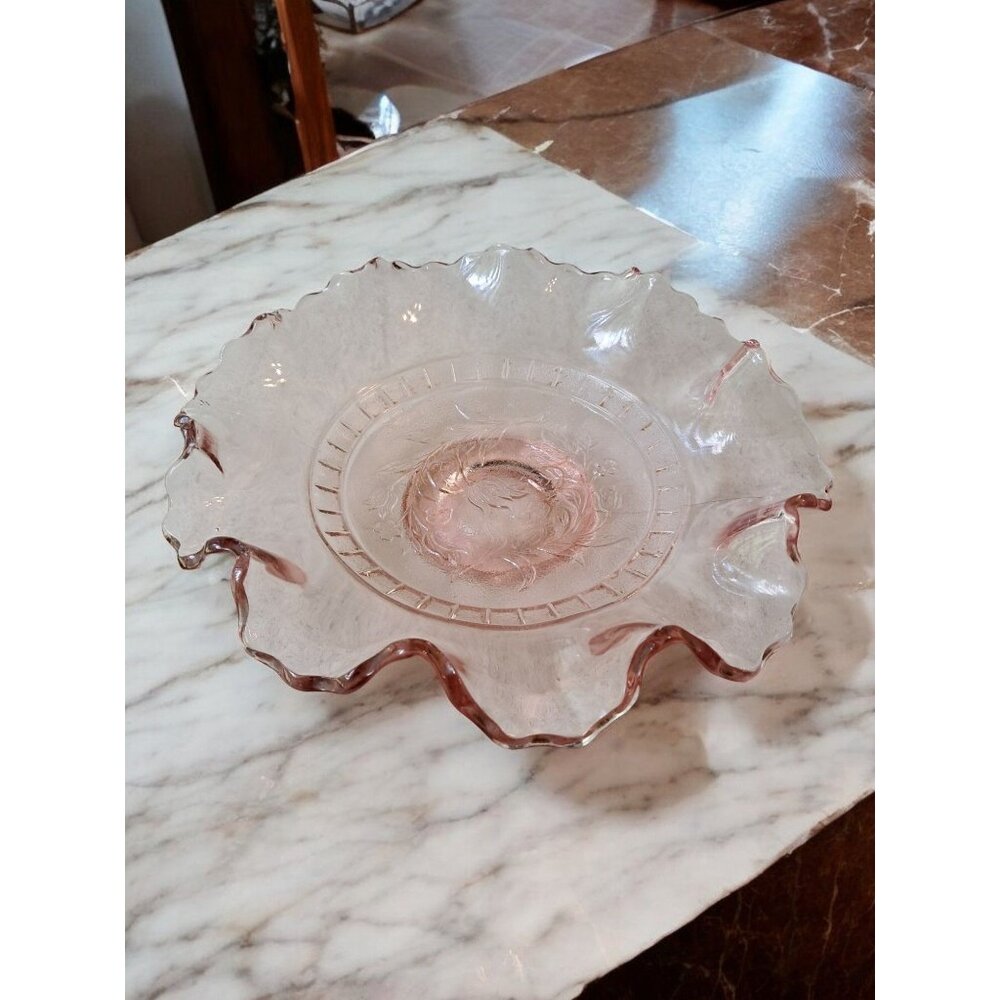 Vintage 1960's Windflower Dugan Diamond Pink Art Pie Glass Plate